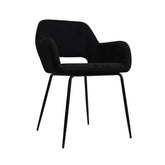 Scaun de dining, gri, din material textil si cadru metalic, 58x55x81 cm